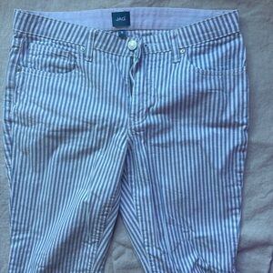 Jag Jeans Blue and White Vertical Stripe Skinny Jeans